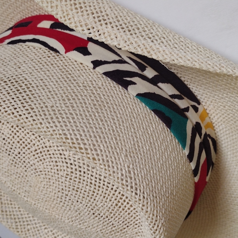 Kangol Unisex Straw Panama Hat w/ Colorful Linen Band EUC - Picture 9 of 16